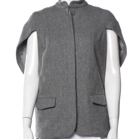LOEFFLER RANDALL Wool Cape Sleeve Tailored Jacket Vest - Picture 1 of 12